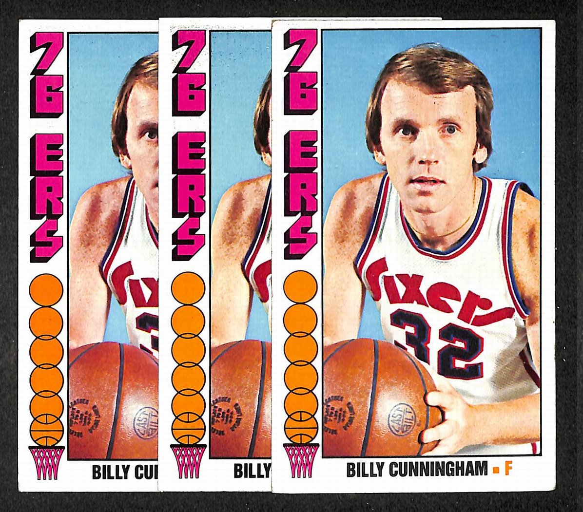 Lot of (3) Billy Cunningham Philadelphia 76ers 1976-77 TOPPS Card #93 211330
