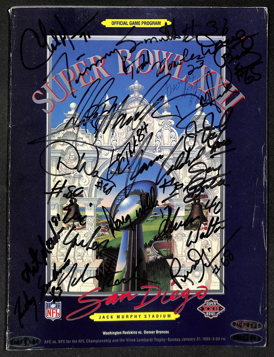 Super Bowl XXII Program Signed/Auto by 18 Washington Redskins Monk HOF 209719