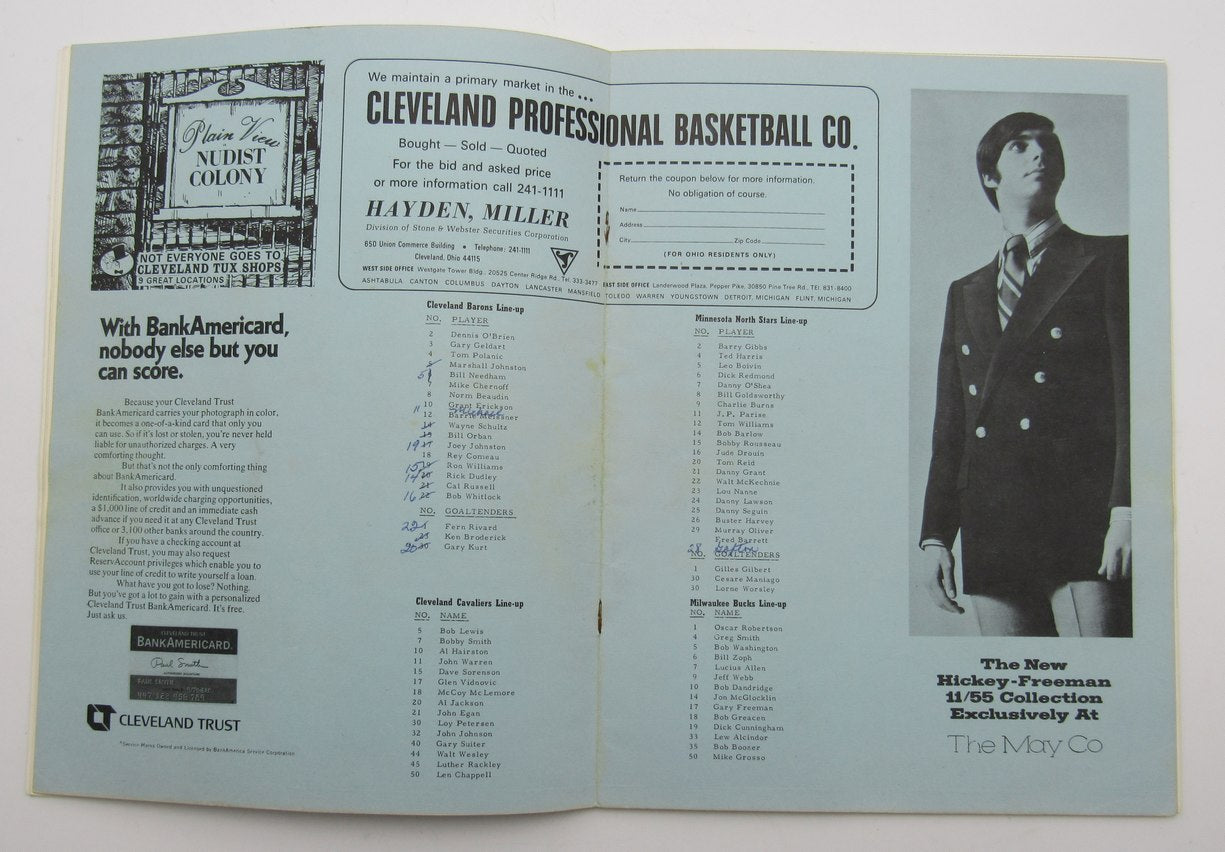 1970-71 Cleveland Sports Arena Magazine Cavaliers & Barons 210971