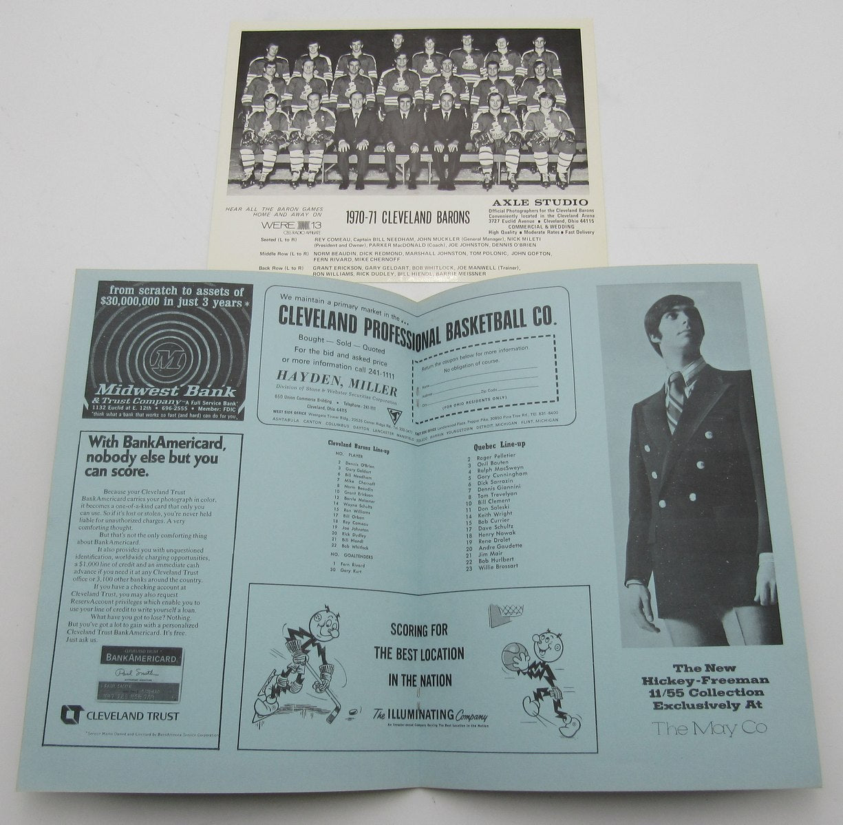 1970-71 Cleveland Sports Arena Magazine Cleveland Barons vs Quebec 210973