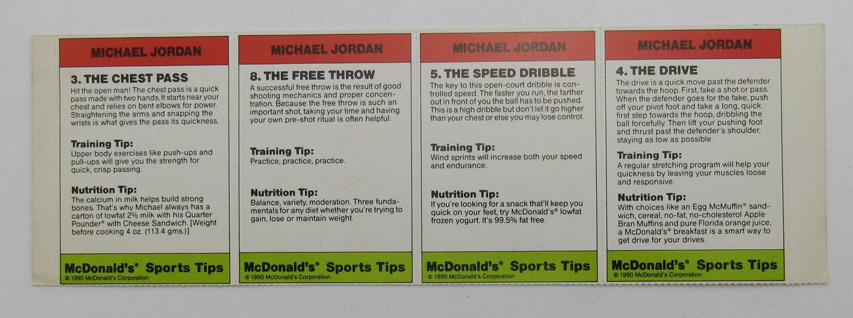 1990 McDonald's Michael Jordan Best Moves4 Card Uncut Panel 210978