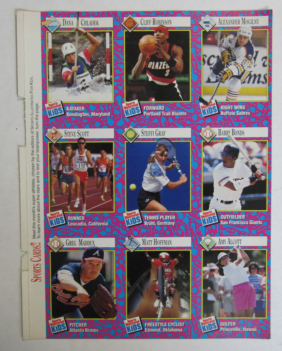 1993 Sports Illustrated for Kids 9 Card Uncut Trading Card Sheet Bonds 210979