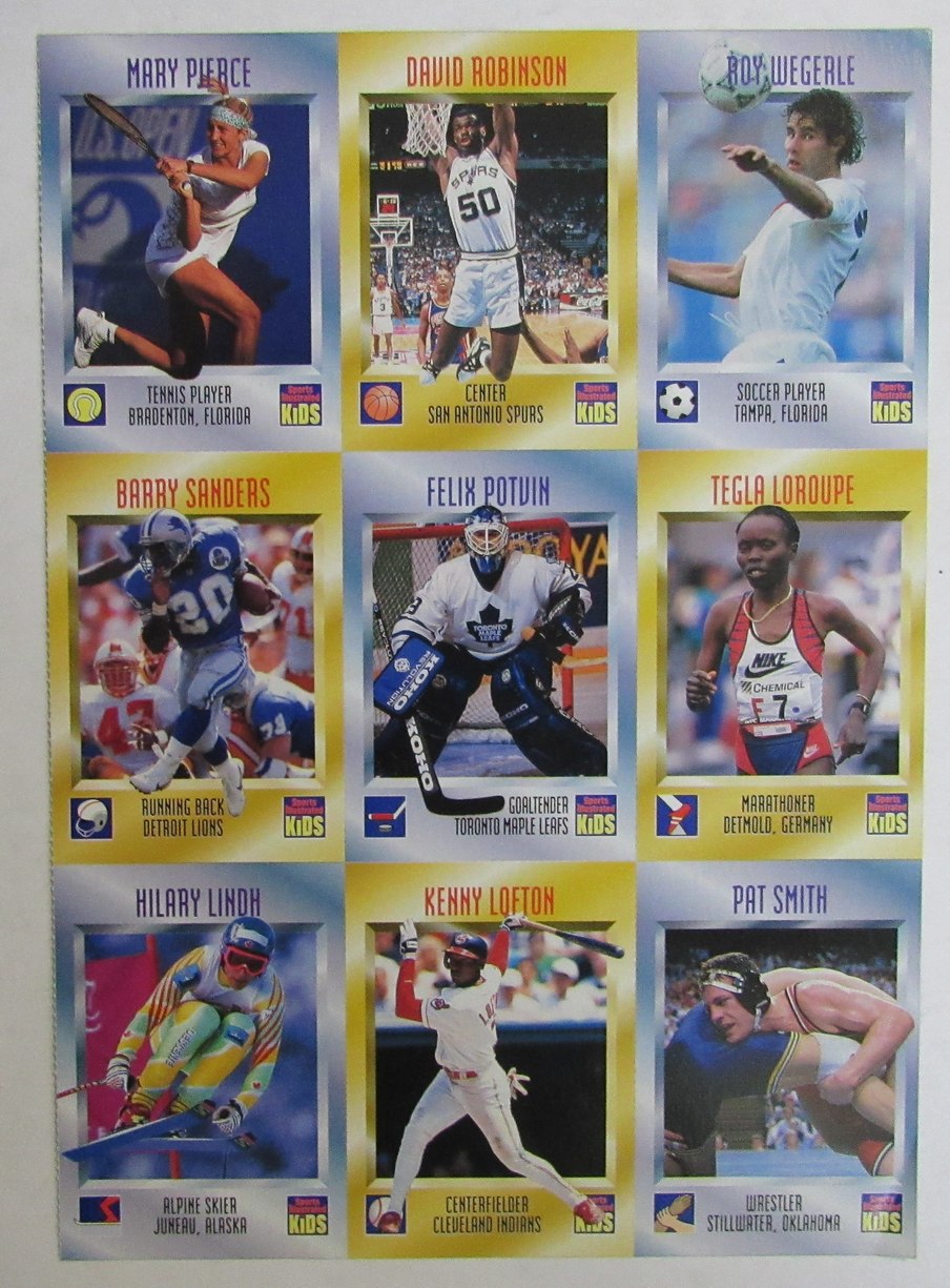 1995 Sports Illustrated for Kids 9 card Uncut Sheet  Sanders/Robinson 210984