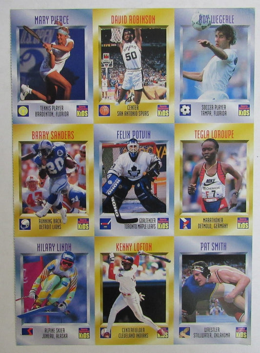 1995 Sports Illustrated for Kids 9 card Uncut Sheet  Sanders/Robinson 210984