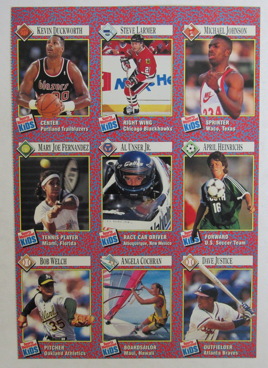 1991 Sports Illustrated for Kids 9 card Uncut Sheet Michael Johnson  210985