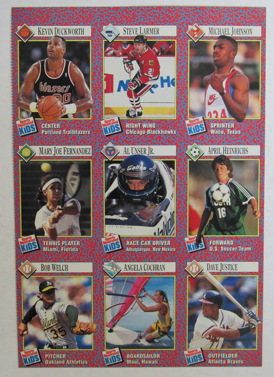 1991 Sports Illustrated for Kids 9 card Uncut Sheet Michael Johnson  210985