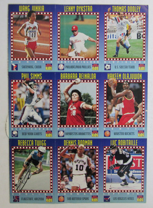 1994 Sports Illustrated for Kids 9 card Uncut Sheet Olajuwon/Rodman 210986