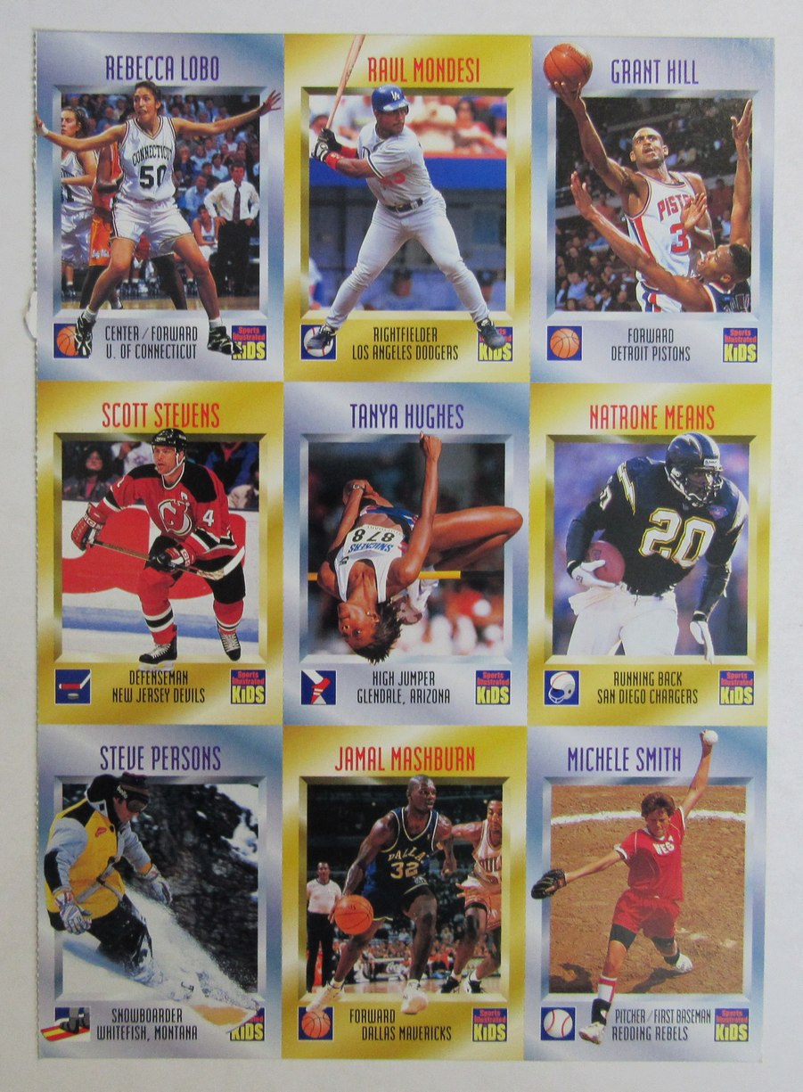 Sports Illustrated for Kids 9 card Uncut Sheet Grant Hill, Rebecca Lobo 210989