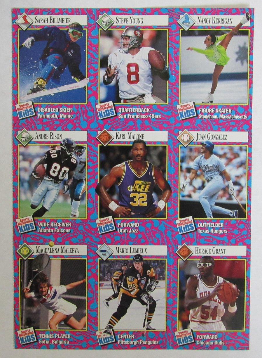 1993 Sports Illustrated for Kids 9 card Uncut Sheet Lemieux/Kerrigan  210991