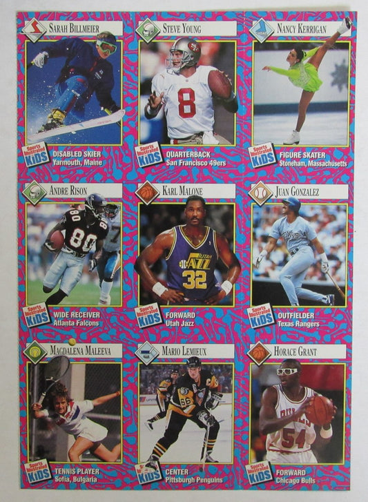 1993 Sports Illustrated for Kids 9 card Uncut Sheet Lemieux/Kerrigan  210991