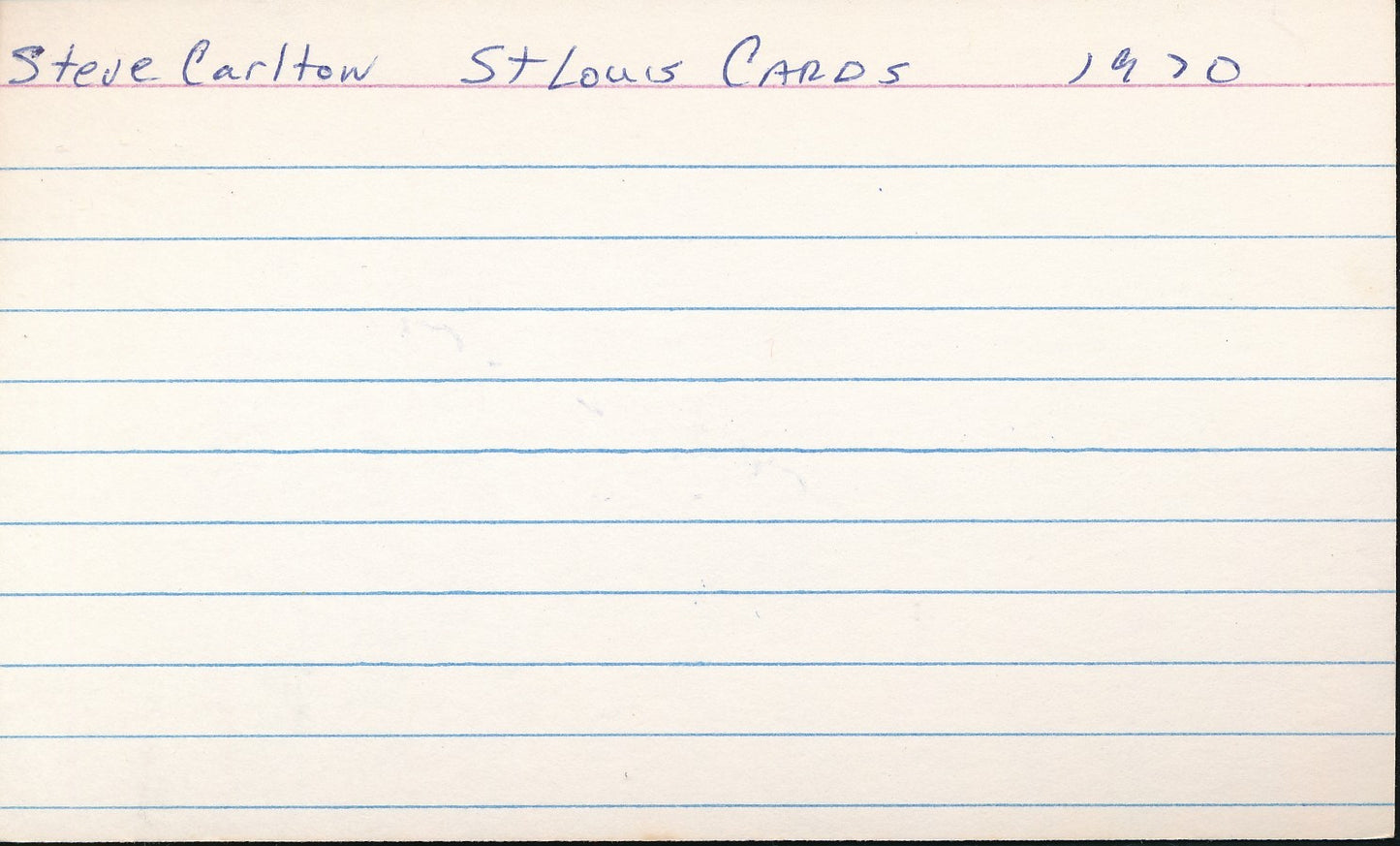 Steve Carlton HOF St. Louis Cardinals Signed/Autographed 3x5 Index Card 210333