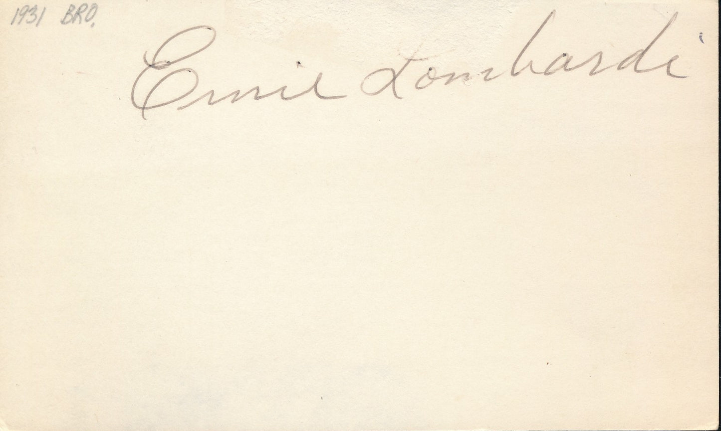 Ernie Lombardi HOF Cincinnati Reds Signed/Autographed 3x5 Index Card 210338