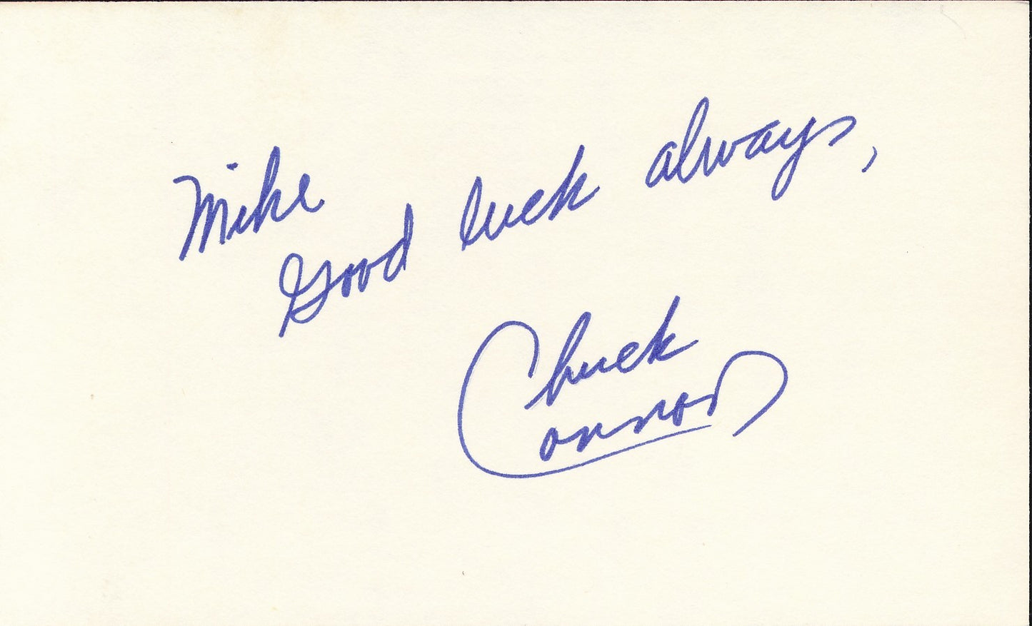 Chuck Connor Chicago Cubs "Rifleman" Signed/Autographed 3x5 Index Card 210340