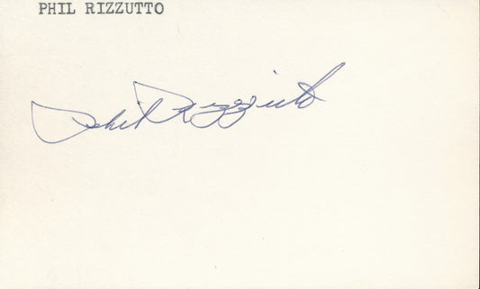 Phil Rizzuto HOF New York Yankees Signed/Autographed 3x5 Index Card 210343