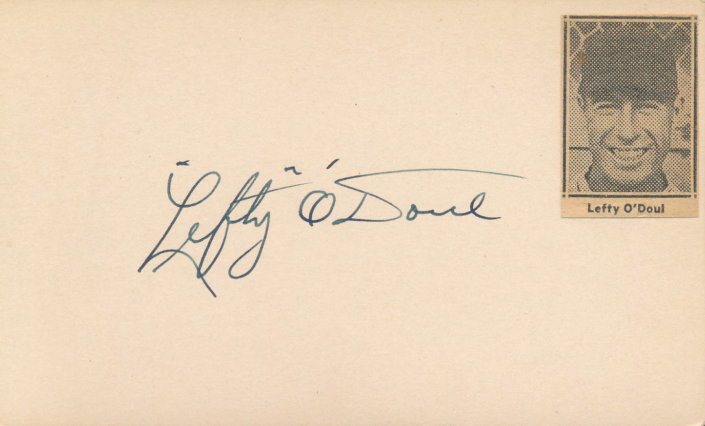 Lefty O'Doul Brooklyn Dodgers Signed/Autographed 3x5 Index Card 210345