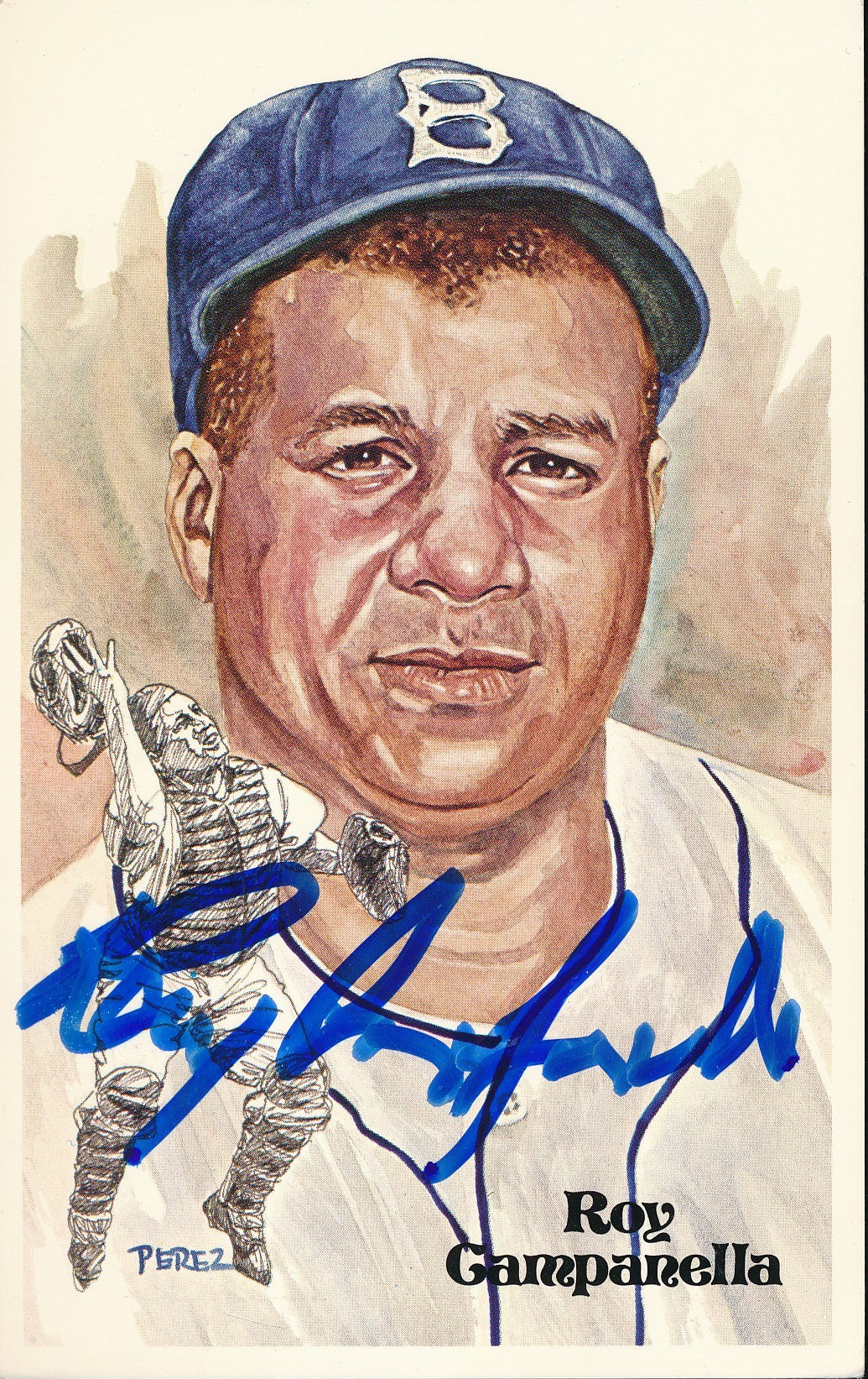 Roy Campanella HOF Brooklyn Dodgers Signed 1981 Perez-Steele Post Card 210348