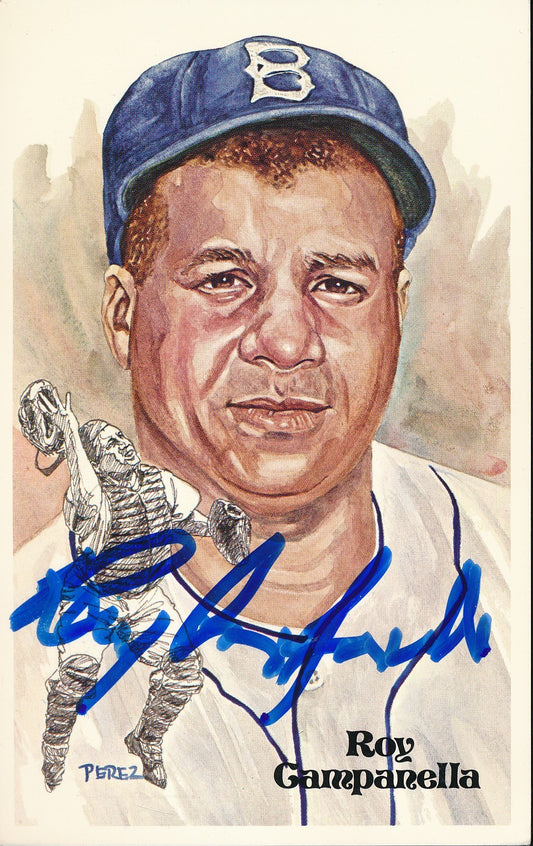 Roy Campanella HOF Brooklyn Dodgers Signed 1981 Perez-Steele Post Card 210348