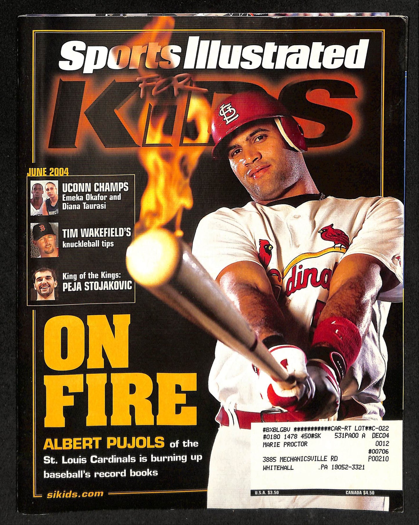 2004 Sports Illustrated for Kids Albert Pujols w/ Cards Garnett Sue Bird 211545