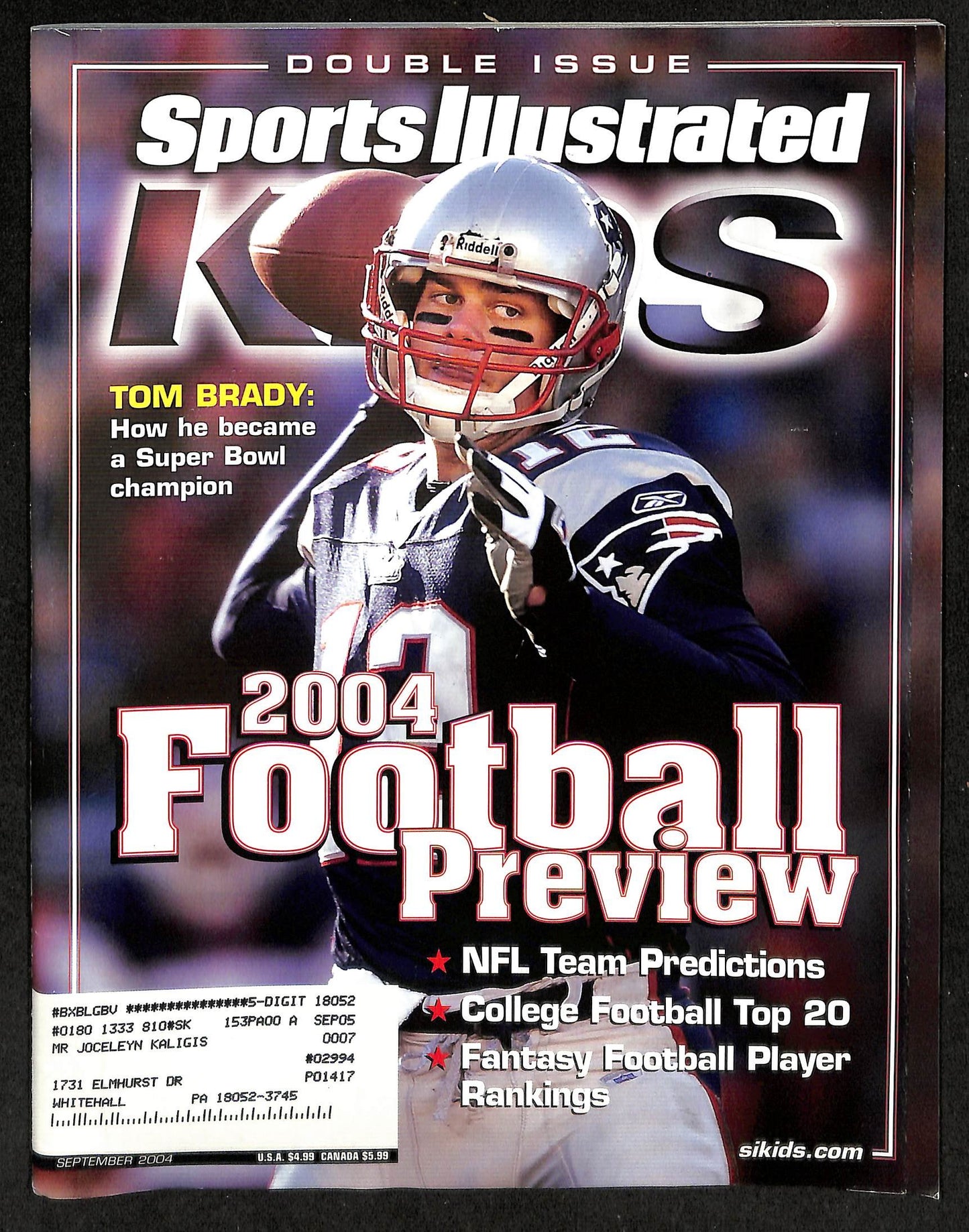 2004 Sports Illustrated for Kids Tom Brady w/ Cards Jennie Finch Wade 211547