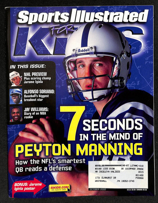 2002 Sports Illustrated for Kids Peyton Manning w/ Cards Glavine Owens 211549