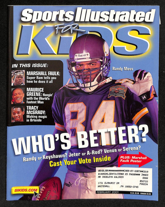 2001 Sports Illustrated for Kids Randy Moss w/ Cards Meola Bruce 211552