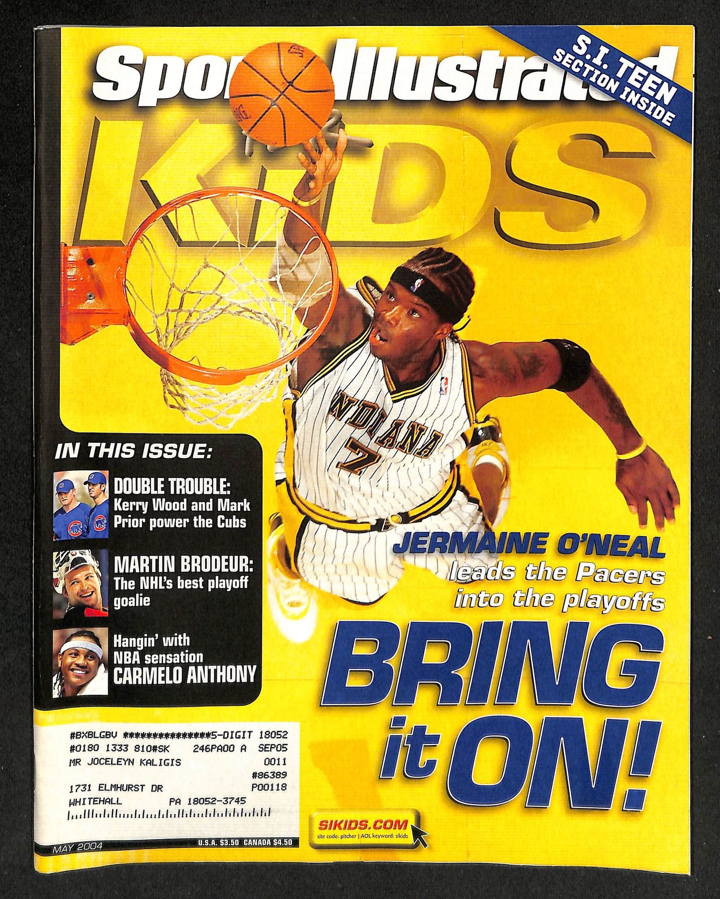 2004 Sports Illustrated for Kids Jermaine O'Neal w/ Cards Agassi Kidd 211554