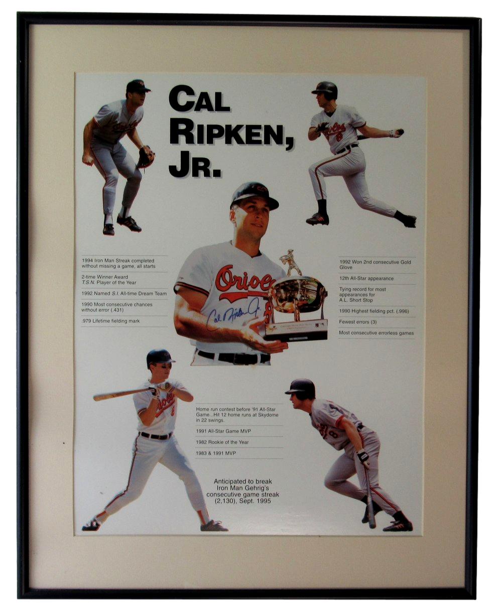 Cal Ripken Jr. HOF Baltimore Orioles Signed 18x24 Matted Framed Poster IXL08