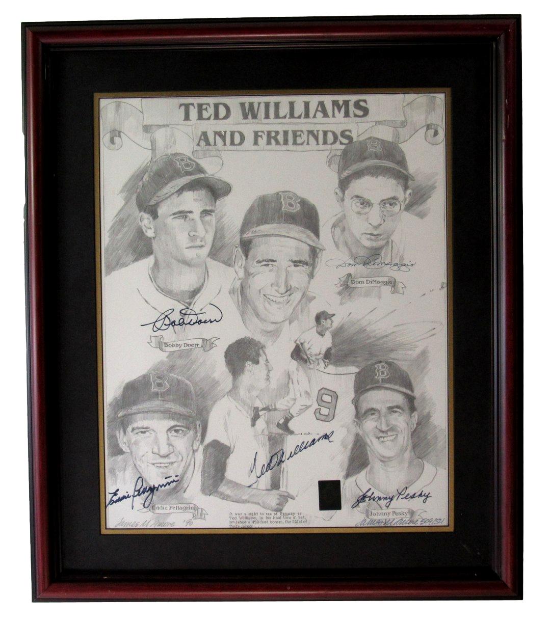 Ted Williams and Friends Boston Red Sox Signed 16x20 Framed Print PSA/DNA IXL24