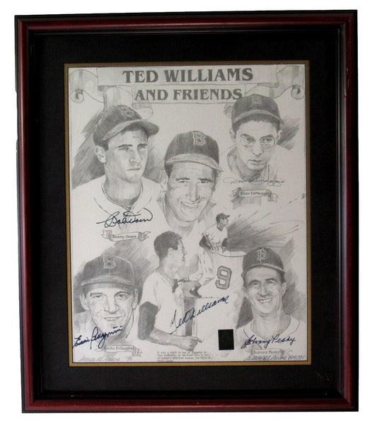 Ted Williams and Friends Boston Red Sox Signed 16x20 Framed Print PSA/DNA IXL24