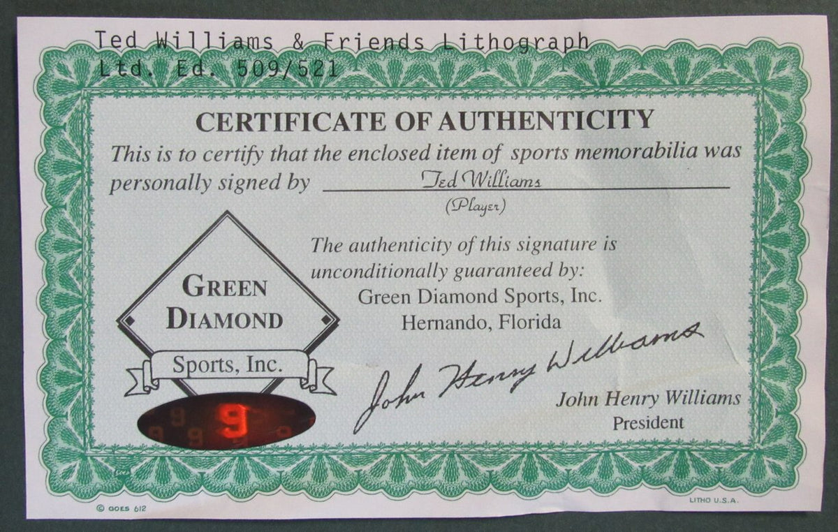 Ted Williams and Friends Boston Red Sox Signed 16x20 Framed Print PSA/DNA IXL24