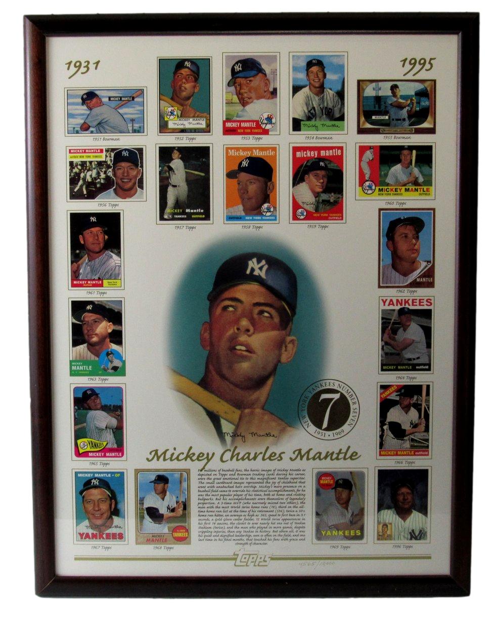Mickey Mantle HOF Yankees 1995 Topps Baseball Card Sheet Framed Poster IXL20