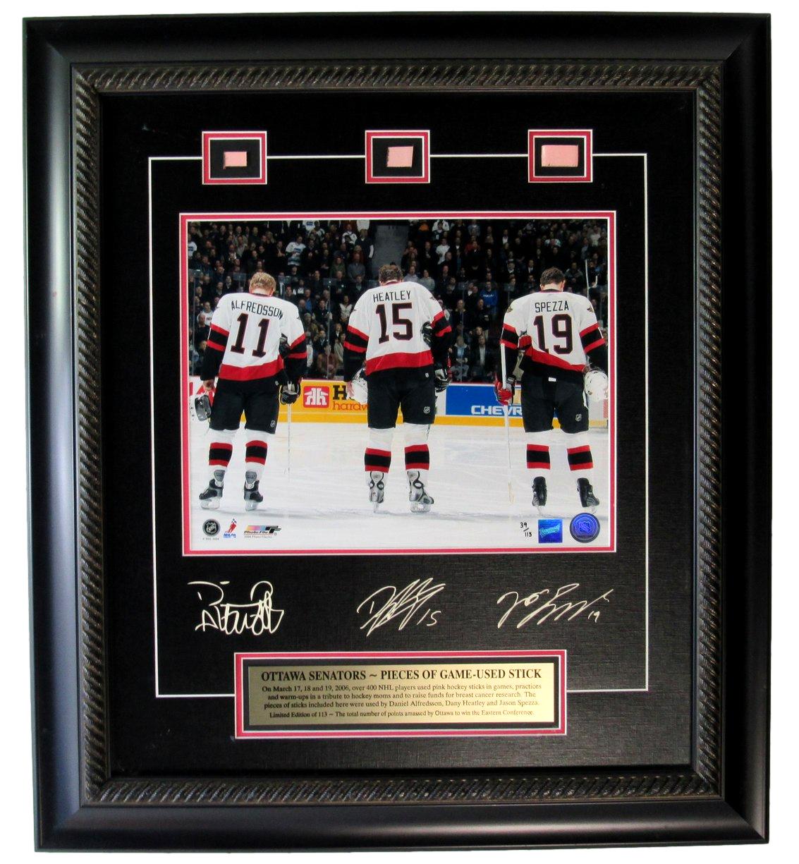 2006 Ottawa Senators Game Used Stick Pieces 19x23 Matted/Framed Photo IXL12