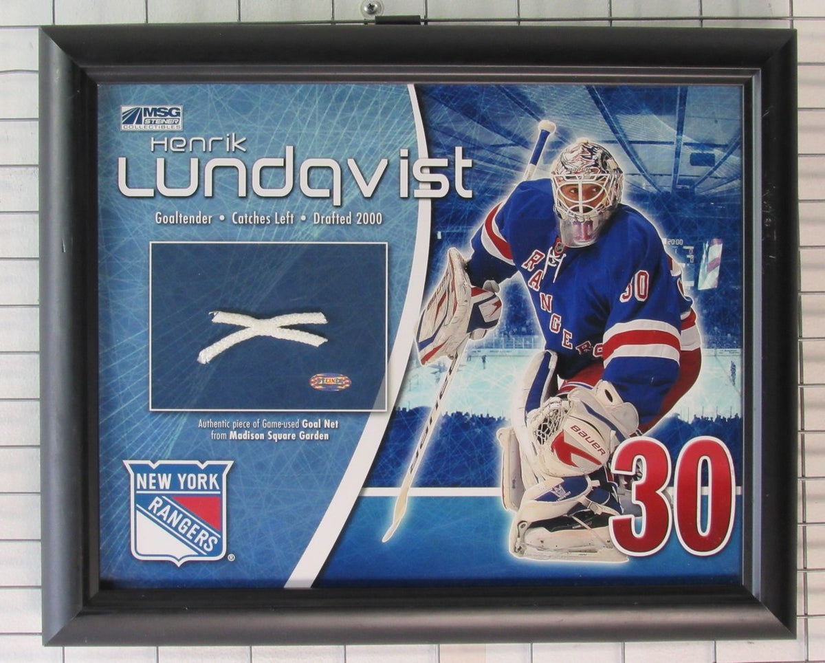 Henrik Lundqvist HOF Rangers Game Used Goal Net Collage Framed  Steiner IXL19