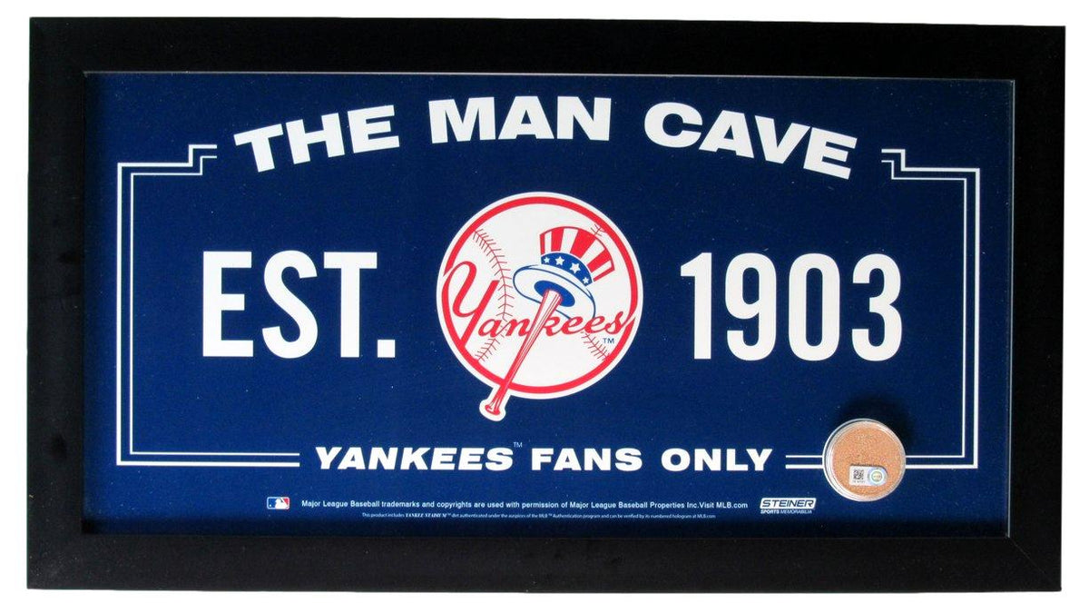 New York Yankees Framed The Man Cave Game Used Dirt 11x22 Collage Steiner IXL22