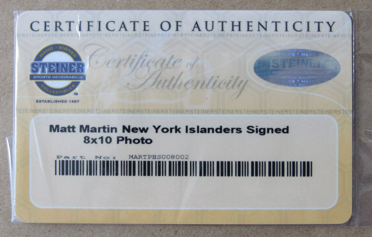 Matt Martin New York Islanders Signed /Auto 8x10  Framed Photo Steiner IXL14