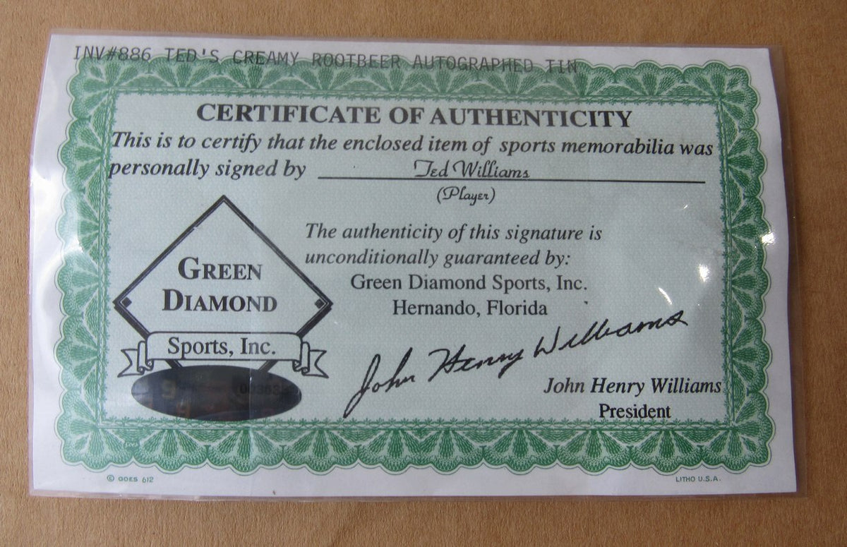 Ted Williams Boston Red Sox Signed/Auto Ted's Creamy Root Beer Framed Sign IXL25