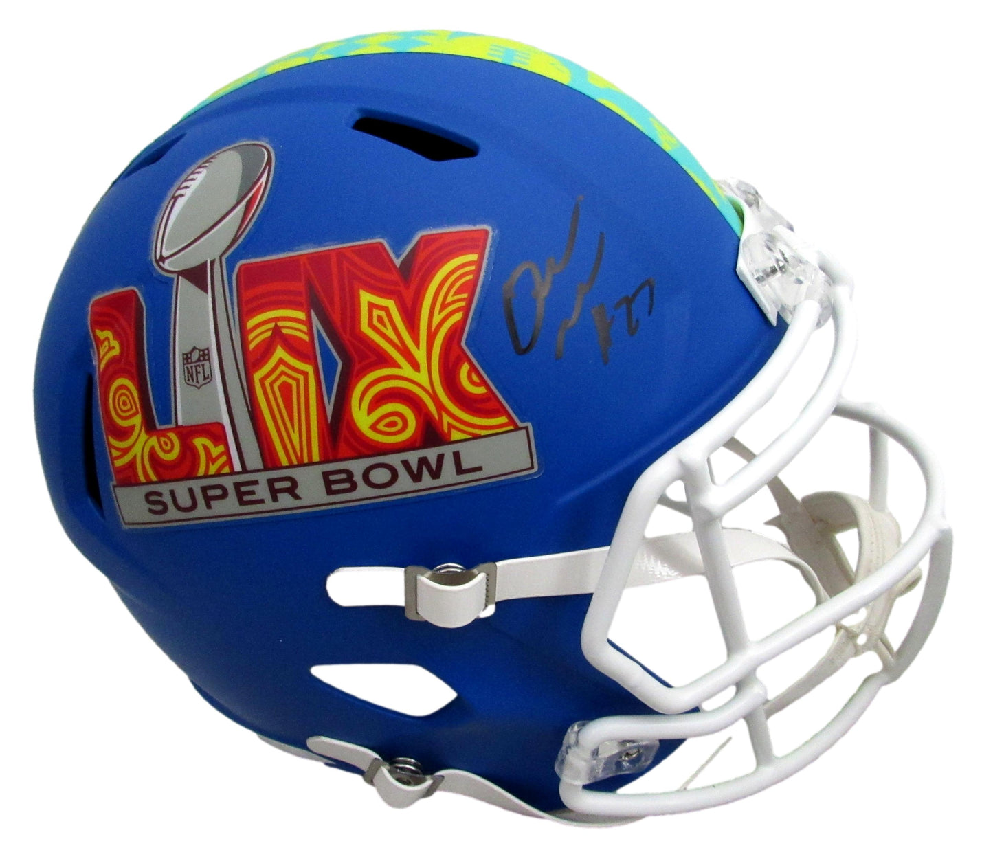 Quinyon Mitchell Signed Speed Replica Full Size Blue SB LIX Helmet Eagles JSA