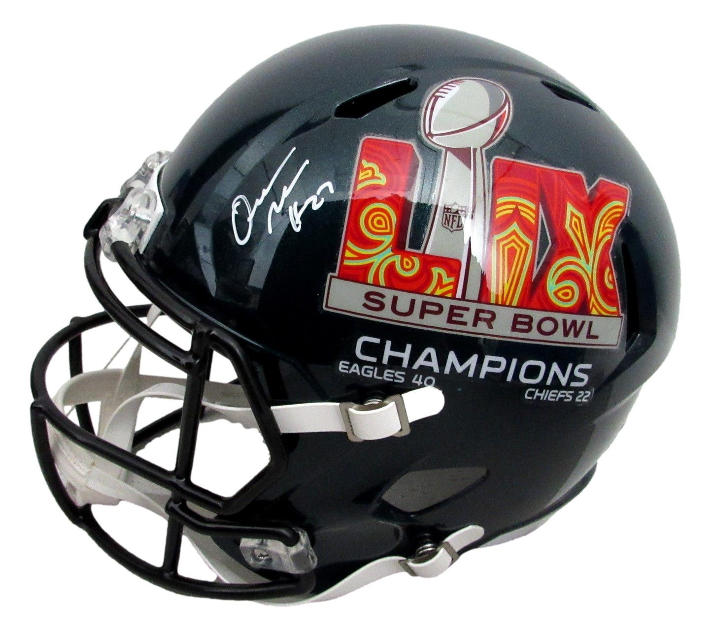 Quinyon Mitchell Signed Speed Replica Full Size Green SB LIX Helmet Eagles JSA