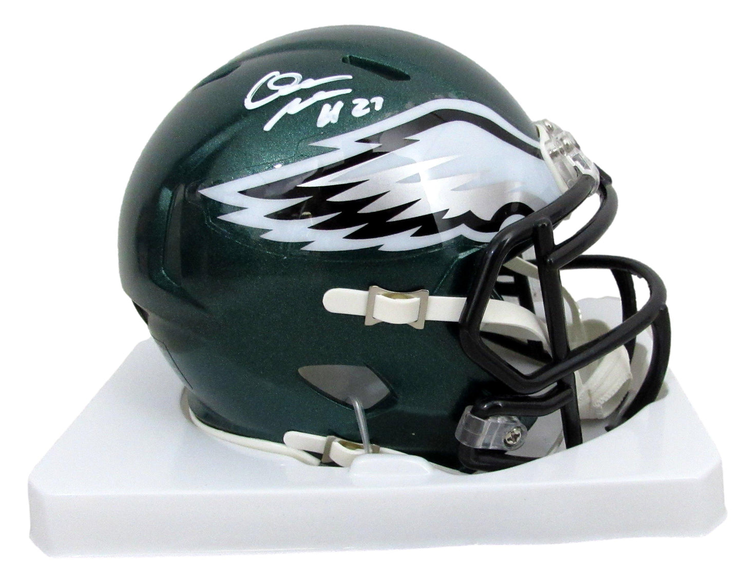 Quinyon Mitchell Signed/Auto Speed Replica Mini Green Helmet Eagles JSA 210353