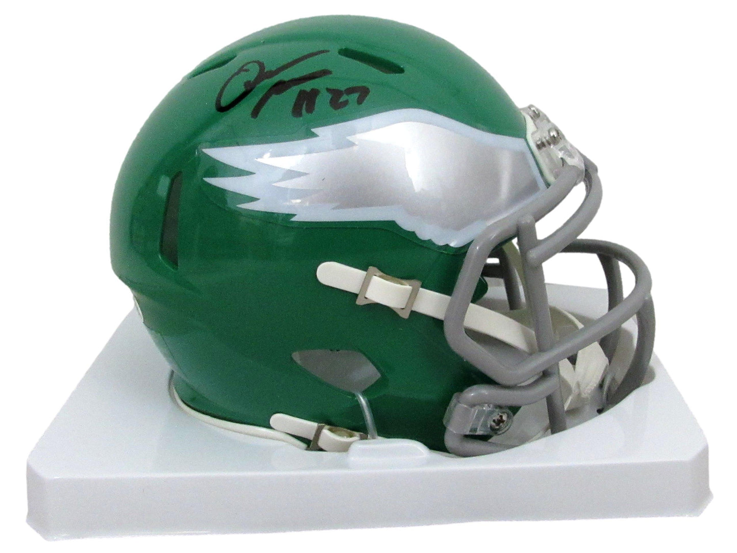 Quinyon Mitchell Signed/Auto Speed Replica Mini Kelly Helmet Eagles JSA 210354