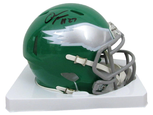 Quinyon Mitchell Signed/Auto Speed Replica Mini Kelly Helmet Eagles JSA 210354