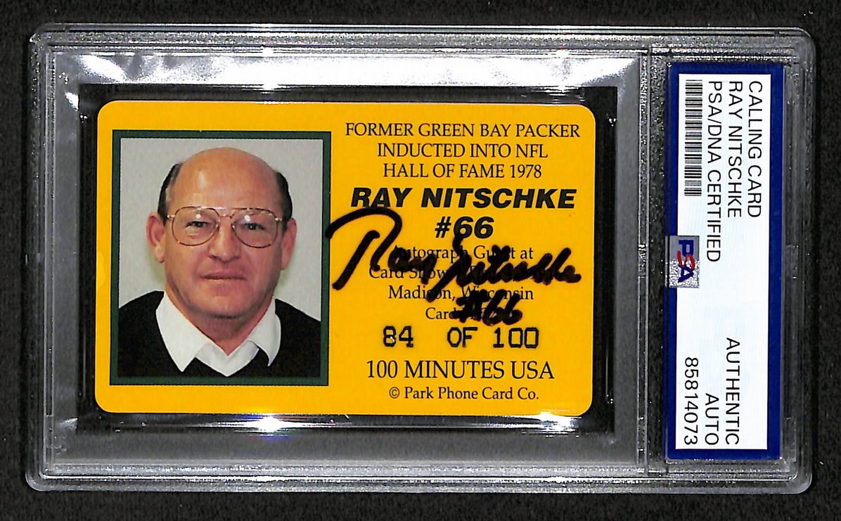 Ray Nitschke HOF Signed/Autographed Calling Card with Photo PSA/DNA 209395