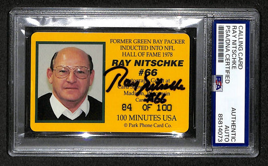 Ray Nitschke HOF Signed/Autographed Calling Card with Photo PSA/DNA 209395