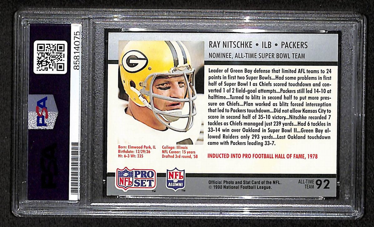 Ray Nitschke HOF Signed/Autographed 1990 Pro Set Card #92 PSA/DNA 209399
