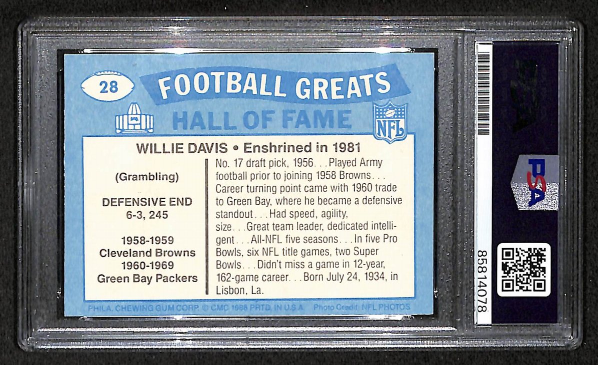 Willie Davis Signed/Autographed 1988 Swell Greats Card #28 PSA/DNA 209400