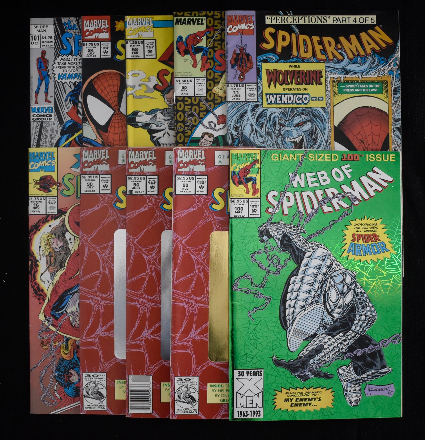 Lot of (18) Marvel Comics Web of Spiderman, Ghostrider, The Punisher IXL39
