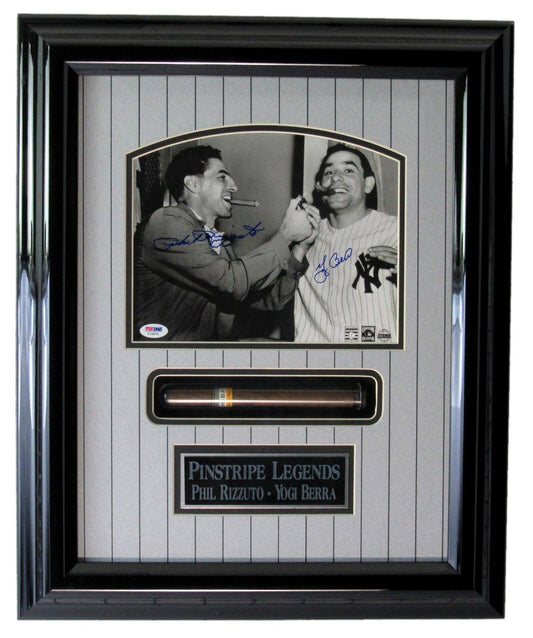 Phil Rizzuto/Yogi Berra Dual-Signed 8x10 Photo w/ Cigar Framed PSA/DNA 209965