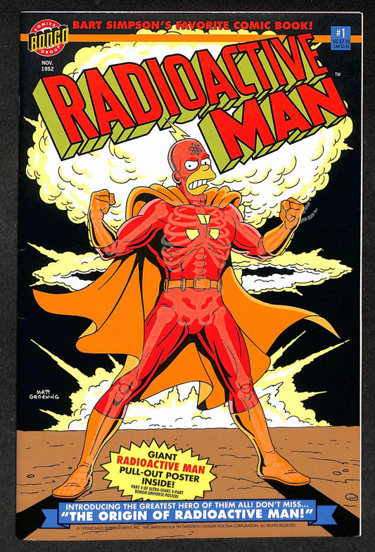 Radioactive Man #1 1993 w/poster Bart, Homer Simpsons Bongo Comics IXL31