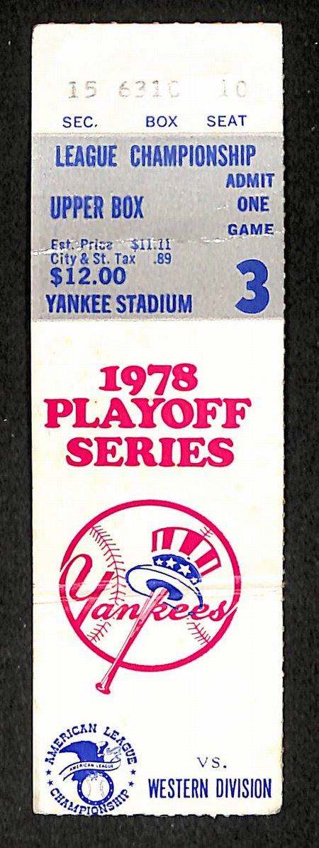 1978 ALCS Game 3 Royals vs Yankees Ticket Stub Jackson, Munson, Brett HR IXL46