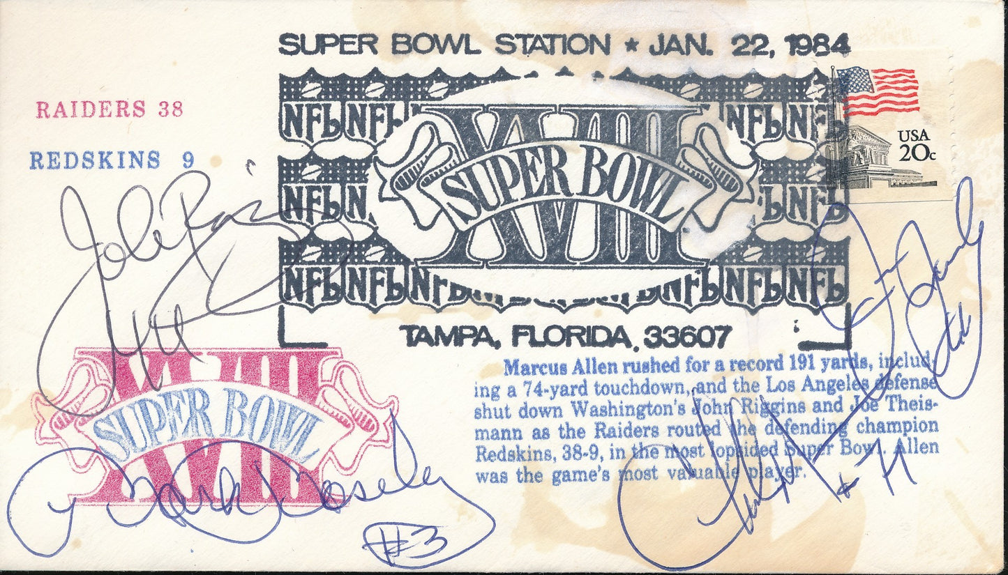 1/22/1984 Super Bowl XVIII FDC Envelope Signed/Autographed by 4 Players 210361
